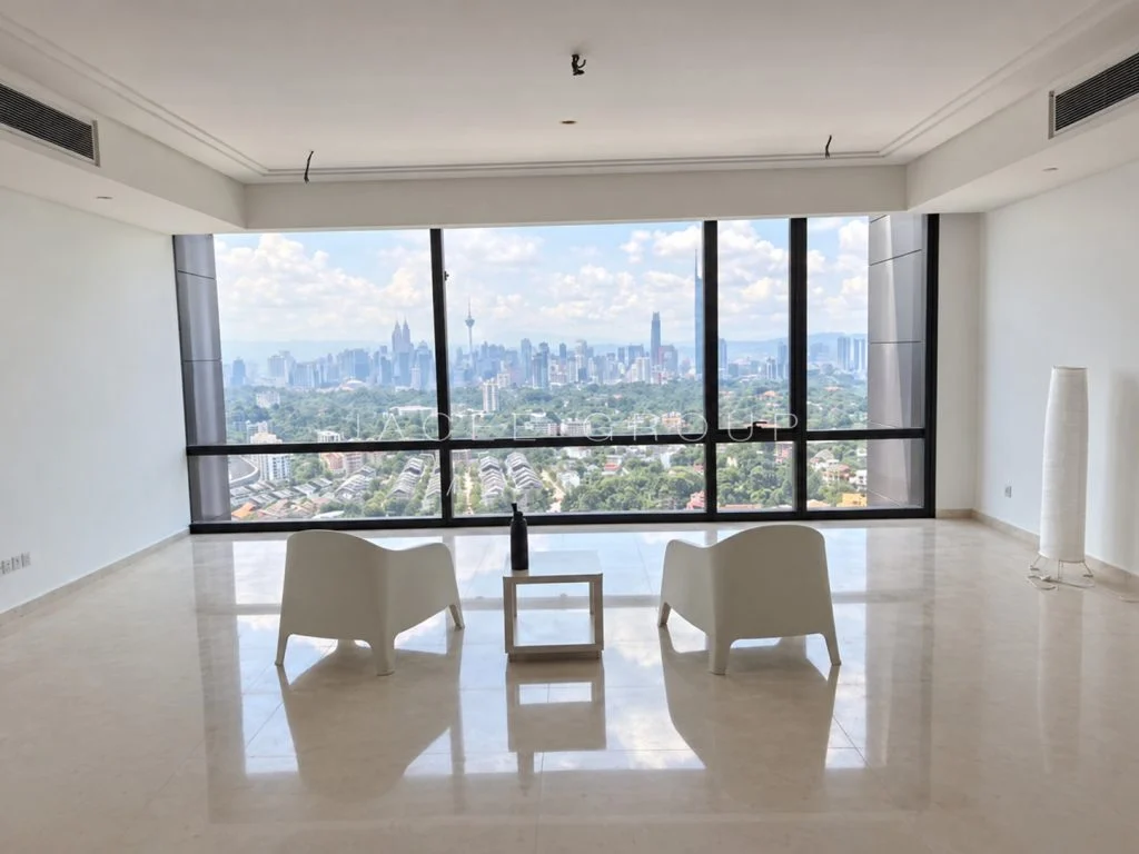 Living room at Crown Residences overlooking Kuala Lumpur
